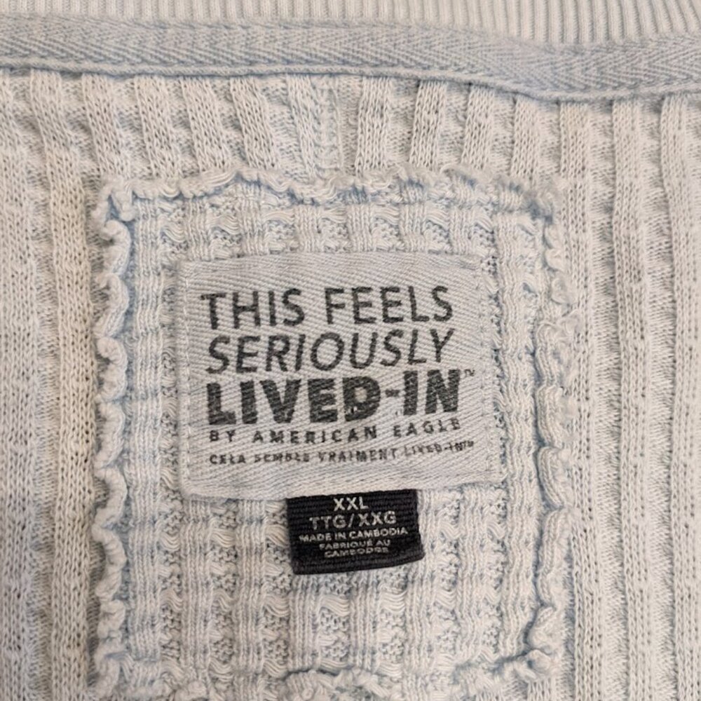 American Eagle Outfitters Aerie Light Blue Oversized waffle sweatshirt - Picture 6 of 8